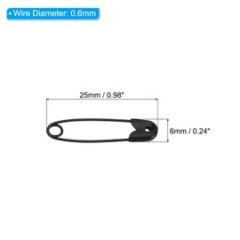 MECCANIXITY Safety Pins 0.98 Inch Metal Small Sewing Pins for Blankets Skirts Crafts Brooch Making Black 100Pcs