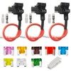 3PCS Low Profile Mini Blade Fuse Tap, Haojiaho 12V-24V-32V Low