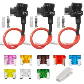 3PCS Low Profile Mini Blade Fuse Tap, Haojiaho 12V-24V-32V Low Profile Mini Blade Fuse Holder with Wire Harness for Cars Trucks Boats, 8 pcs Fuse (3A 5A 7.5A 10A 15A 20A 25A 30A) and Fuse Puller