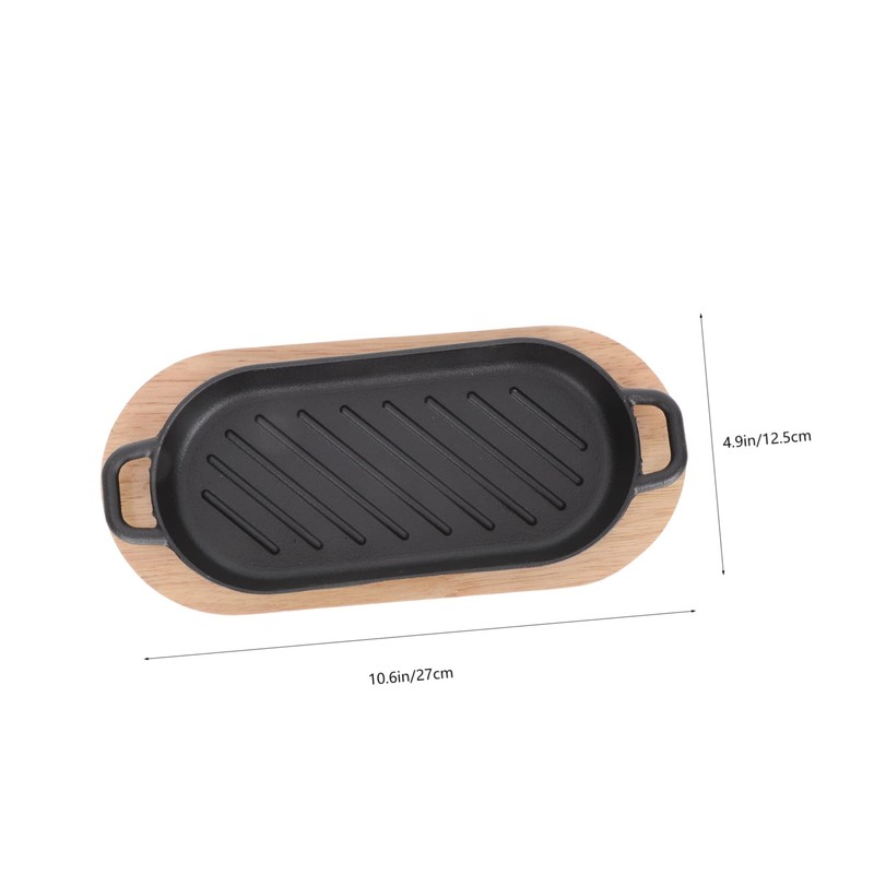 Gatuida 1 Set Cast Iron Griddle Plate Teppanyaki Steak Dish