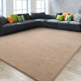 Gifeas Large Ultra Soft Modern Area Rugs for Living Room Bedroom, 4x6 Feet Beige Thickened Memory Foam Indoor Solid Minimalist Carpets, Non-Slip Comfy Rug for Boys Girls Nursery Room Home Decor