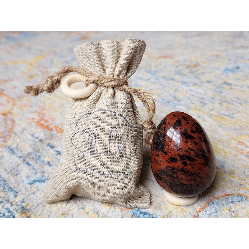 Mahogany Obsidian Egg by Shelf & Stone. Natural Volcanic Black