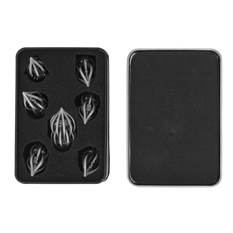 7pcs Hollow Metal Dice Set Retro Exquisite Polyhedral Dice Role