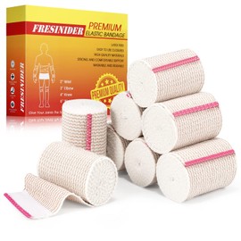 FRESINIDER Premium Elastic Bandage Wrap, 8 Pack 3" Cotton Latex Free Compression Bandage Wrap with Touch Closure at Both Ends, Support & First Aid for Sports, Medical, and Injury Recovery