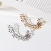 Gold Plated Cubic Zirconia Ear Crawler Earrings,Dainty Crystal Leaf Ear