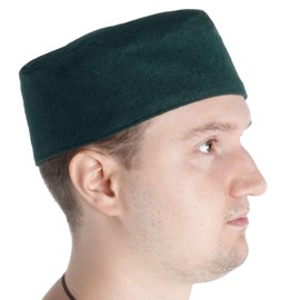 HEMAD Medieval Cap Wool Felt Lined, Green, XXL
