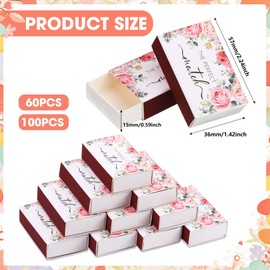 100 PCS Matches Box Blank Matches Container DIY Custom Match Storage Boxes with Double-Slide Striker Decorative Match Holder for Wedding Party Bridal Shower Guests Gift Baby Shower (No Matches)(100)