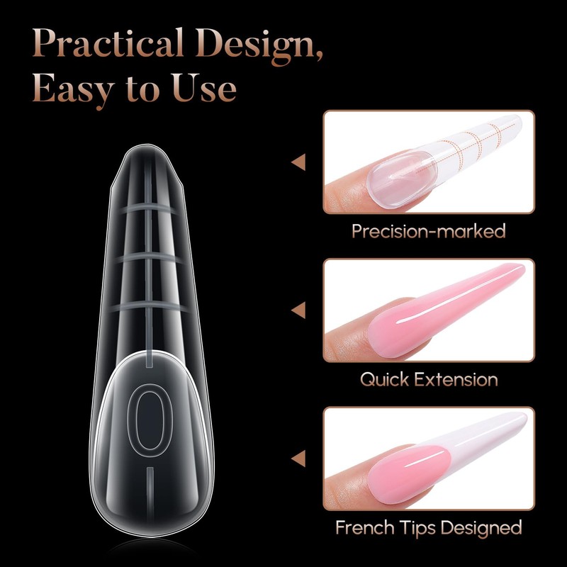 Nicedeco Poly Extension Gel Dual Nail Forms, 120pcs Nail Molds