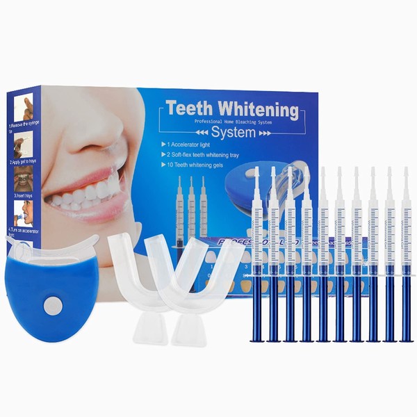 Kit Sbiancamento Denti, Gel Sbiancante, Teeth Whitening per denti bianchi, cura dei denti domestici con luce a LED, efficace per migliorare i denti gialli, macchie di tè