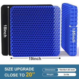 Gel Seat Cushion, Super Large Gel Cushion Chair Pads with Non-Slip Cover for Home Office Car Seat Wheelchair, Soft Breathable Honeycomb Seat Cushion for Relieve Hip Pain, As Seen On TV