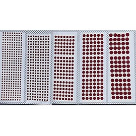 ATCUSA Premium Bindi 5 Pack MultiColor & MultiSize Indian Daily Use Forehead Bindi Round Dot Tattoo Body Art Sticker craft decor belly decor forehead decor velvet body jewelry (Dark Red (Maroon))