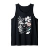 Cat Lover Minimalist Elegant Floral Botanical Line Art Tank Top