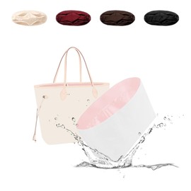 19Neat Thin Tote Bag Organizer Insert, Lightweight Insert Compatible with LV Neverfull MM, Waterproof Dupontpaper Surface and Silky Satin Lining(Pink, MM)
