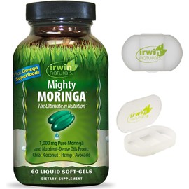 Irwin Naturals Irwin Naturals Mighty Moringa 1,000 mg with Chia, Coconut, Hemp, Avacado & Omega Superfoods - 60 Liquid Softgels with Pill Case