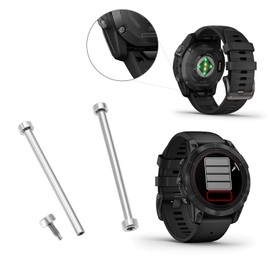 LT Easiyl 1 Set Watch Strap Connecting Pins Repair Kit with 2 x Metal Screw Rods and 2 x Screwdrivers Compatible with Garmin Fenix 7/7pro/6/6pro/5/5 Plus, Silver