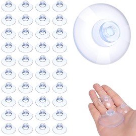 Scinzene Pack of 40 Transparent Suction Cup Hooks Window Without Hooks 20 mm for Home Decoration and Organisation Home Window Bathroom Desk Suction Cups for Windows, Suction Cup Hooks