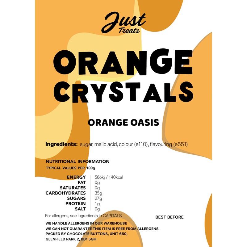 Just Treats Orange Crystals (500g Share Bag)