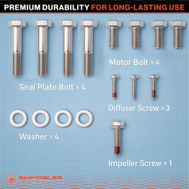 Swimables SuperFlo Hardware Pool Pump Bolt Kit for Pentair WhisperFlo & Intelliflo | Stainless Steel Hardware Kit Screws | Complete Bolt & Nut Kit with Washer Kit, Impeller Screw, Motor Bolts & More