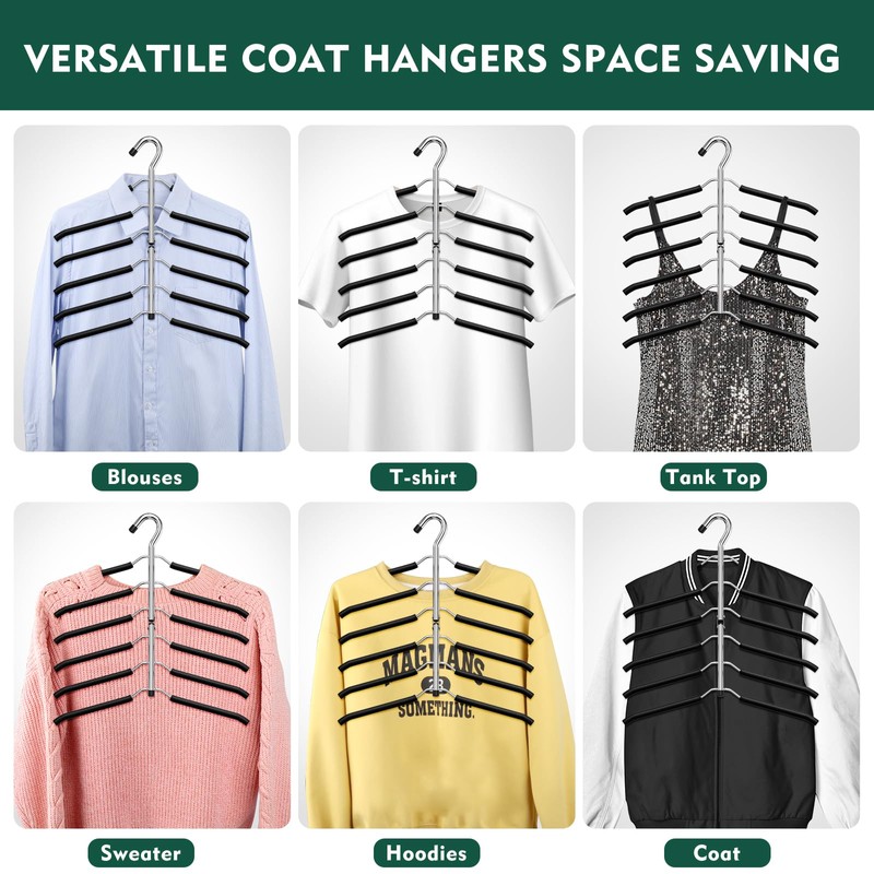 DOIOWN Clothes Hangers Space Saving: 6 Tier Coat Hanger Space