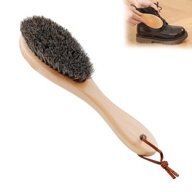 FERCAISH Clothes Brush Horsehair Shoe Brush Polishing Brush Horsehair Brushes Shoe Cleaning Brushes Natural Horse Hair Brush with Wooden Handle for Garments Boots Car Seats Bags Sofas