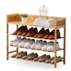 Suwoic Bamboo Shoe Rack Organizer, 4 Tier Shoe Shelf Storage