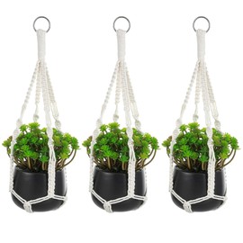 VIDSTW 3 Stück 50 cm Makramee Blumenampel Hängeampel Innen Böhmischer Stil Handgewebt Blumenampel Hängend Innen Pflanzenhänger Hängeblumentöpfe für Wohnzimmer Balkon Decke Wand Fenster