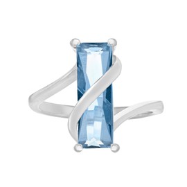 Tuscany Silver Women's Sterling Silver 6 x 16 mm Fancy Blue Cubic Zirconia Ring, Size L