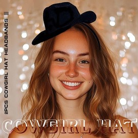 Firuilo 2 PCS Cowgirl Hat Headband Mini Cowboy Hat Hairbands Cowgirl Costume Accessories for Women