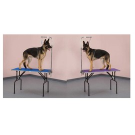Folding Grooming Table with Arm & Loop Strong Groomers Tabletop for Pet & Dogs(Small - 30" x 18" Blue)