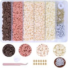 Earth Tone Clay Beads for Bracelets, Heishi Beads for Stackable Bracelets for Women, Polymer Clay Beads for Friendship Bracelet Kit, 5000 pcs Rose Clay Beads for Jewelry Making and Crafts