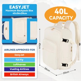 OTAHGK Hand Luggage 45×36×20 for Easyjet Underseat Travel Backpack, beige, Casual