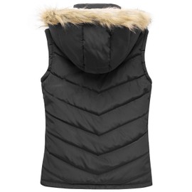 Wantdo Women's Insulated Thicken Quilted Vest Padding Hooded Puffer Vest (Black, Medium)