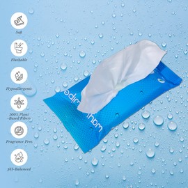 Waywewipe Flushable Wet Wipes for Travel & On-The-Go | 24 Pack - 14 Wipes Per Pack (336 Count) | XL Adult Cleansing Cloth for Men & Women | Hypoallergenic 100% Plant Based, Fragrance Free