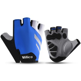 I Kua Fly Cycling Gloves, Half Finger for Men and Women, Shock-Absorbing MTB Gloves, Breathable Cycling Gloves (Blue, XL)