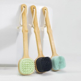 Bamboo Brush Set with Bristles Wood Handle (Black, Charcoal)