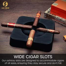Silicone Cigar Ashtray - Ashtray for Outside Patio - Cigar Ashtray for Outdoors, Pool, Restaurants - Wide Cigar Gauge Rest - Unbreakable - Cigar Accessories - Home Ashtray - Cigar Gift for Men (Black)