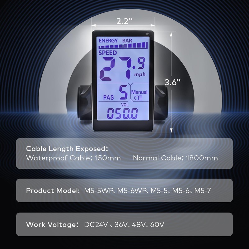 Mcezdy Ebike Display, UART No. 2 Protocol, 24V-60V Aluminum Alloy