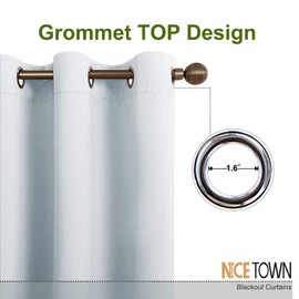 NICETOWN Cortinas de oscurecimiento, con Aislamiento térmico y Ojales, para recámara(Blanco Gris, 1 Piezas, 177 x 182 CM)