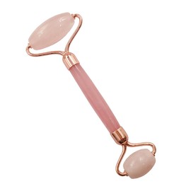 Ipetboom 1Pc Comfortable Facial Roller Massager with Dual Heads Practical Resin Face Massager for Skin Tightening and Wrinkle Reduction Rose Gold