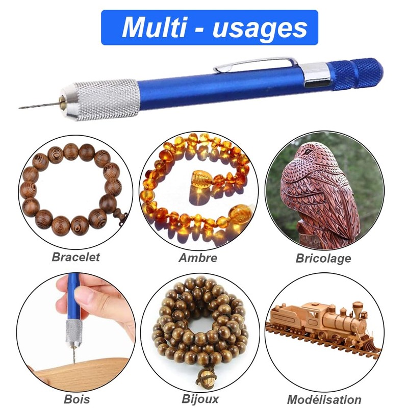 Saipor Hand Drill with 20 Micro Spiral Drills (0.3 -