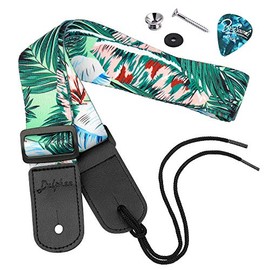 Dulphee Ukulele Strap Hawaiian Style Adjustable Uke Shoulder Strap for Soprano Concert Tenor Baritone Ukulele, Mandolin and Banjo (Palm)