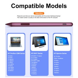 Stylus Pen for HP Envy X360, Pavilion X360, Specter X360, MPP 2.0 Tilt-Active Stylus with 4096 Levels of Pressure Sensitivity, Convenient Storage Case, Supports Type-C Fast Charging, Red