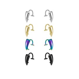 Hilufiet Non-Piercing Fake Lip Ring Vampire Devil Teeth Stainless Steel Adjustable Cuff Lip Ring For Women Men-4pairs