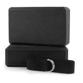 Bloques de Yoga de Alta Densidad 9 "x6 "x4", Bloque Para Yoga o Pilates, Yoga Blocks con Correa para Apoyar y Profundizar Posturas, Superficie Ligera, Resistente al Olor y Antideslizante para Yoga, Pilates y Meditación, Negro