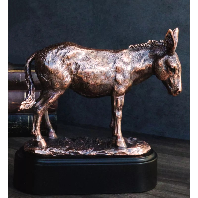 Rustic Western Farmhouse Ass Donkey Mule Electroplated Bronze Resin Figurine