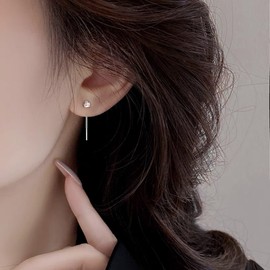 925 Sterling Silver Love Knot Stud Earrings Jewelry 4mm 6mm Ball-Shaped Chain Tassel Woven Stud Earrings Lightweight Twisted Drop Earrings for Women Gift (4mm)