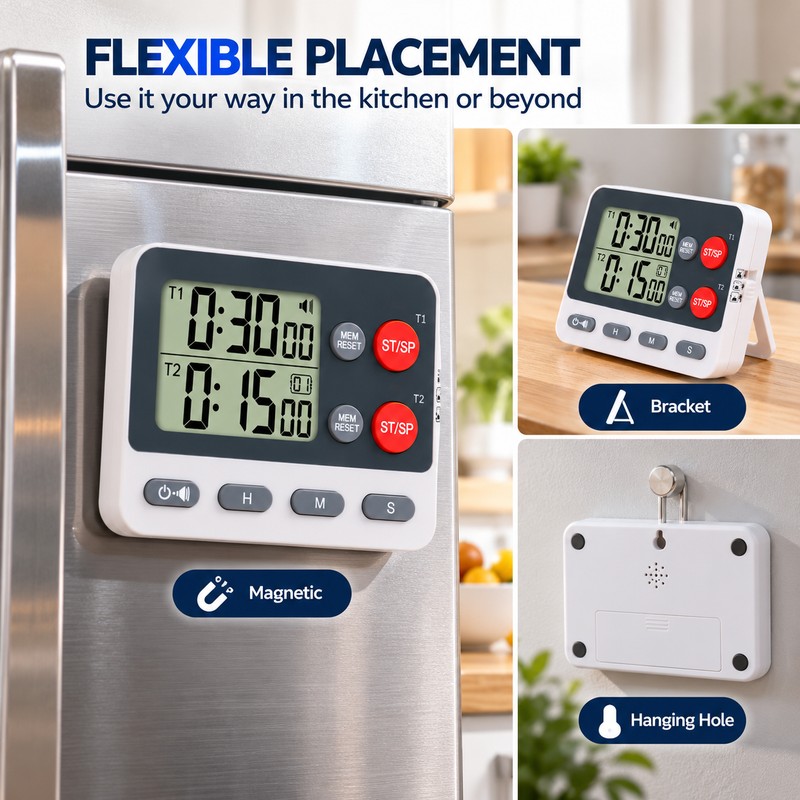 Dual Digital Kitchen Timer for Cooking & Baking – Independent