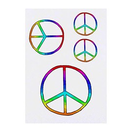 4 x 'Rainbow Peace Symbol' Temporary Tattoos - Water Resistant, Skin-Safe, Non-Toxic Transfers, Mixed Sizes (TO00016049)