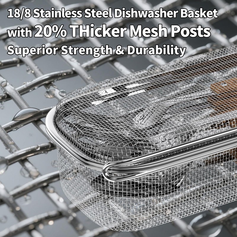 WHBDGP Dishwasher Basket,18/8 Stainless Steel Dishwasher Basket for Small Item,Replacement