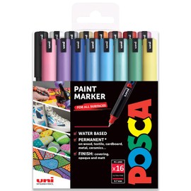 Posca - PC-1MR Art Paint Markers - in Plastic Wallet Packaging - 0.7mm Nib - Set of 16